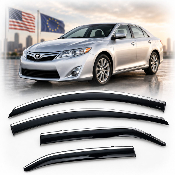 Дефлектори вікон вітровики Benke для Toyota Camry 50 / 55 Europa USA (Хром Молдинг Нержавіюча сталь 3D)