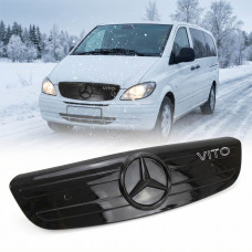Зимняя накладка на решетку радиатора Mercedes Vito-Viano 2004-2010 с Логотипом Глянец Voron Glass (WM10303)