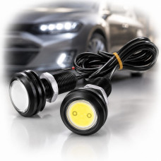 LED Денні ходові вогні ДХО очі врізні D23 мм 1.5W 12V (SOB 2smd) Білі 2 шт