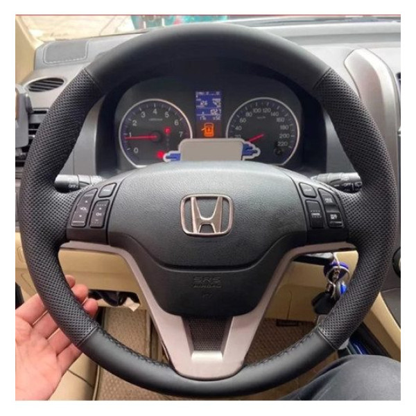 Чехол Оплетка Руля для Honda CR-V 2006-2012 Кожа (Модельная Выкройка) №21