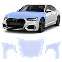 Антигравийная защитная бронепленка по лекалам для Audi A6 C8 2018-2022 - капот и передние крылья
