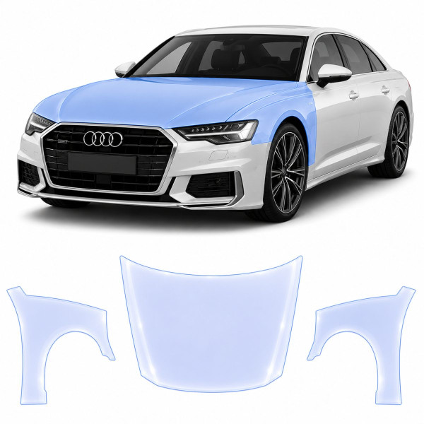 Антигравійна захисна бронеплівка за лекалами для Audi A6 C8 2018-2022 - капот і передні крила