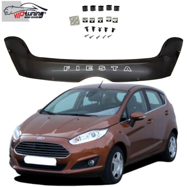 Дефлектор капота мухобойка для Ford Fiesta 2008-2013 Евро Крепление (Vip Tuning)