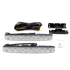 Денні ходові вогні ДХО / 254x24x42 мм / 1W*9SMD / Лінза з фокусом Х-09 / корпус метал / Білі 2 шт
