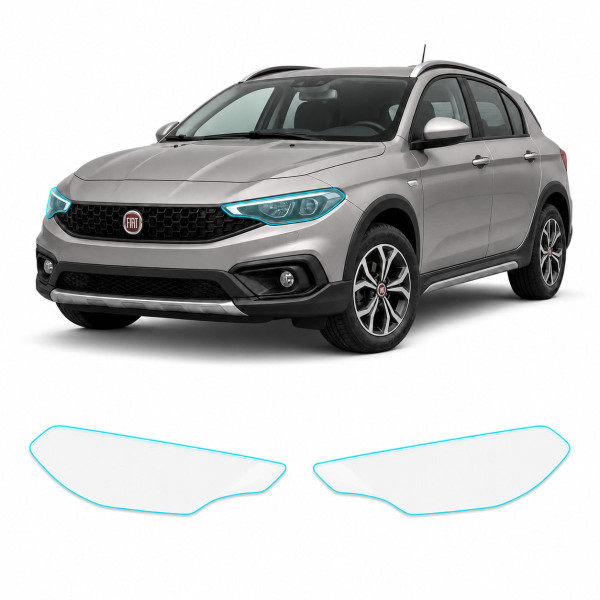 Антигравийная защитная бронепленка по лекалам для Fiat Tipo Cross (Egea Cross) I 2020- оптика (фары и ПТФ)