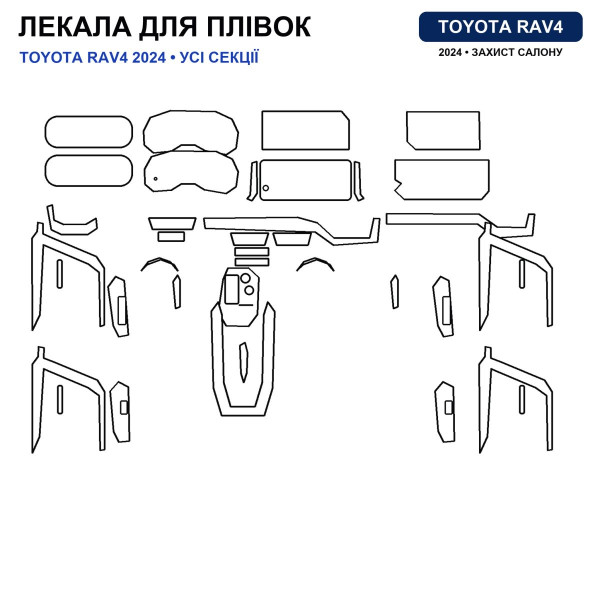 Набір Плівок захисних для салону Toyota RAV4 V (XA50) 2018-2025 TPH (Кансолі Дисплея Ручок) Тип 1