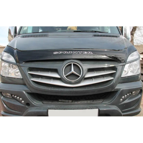 Дефлектор капоту мухобійка Mercedes-Benz Sprinter 2013-2021 Евро Крепление (Vip Tuning) MRD08