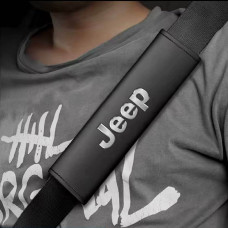 Накладка на пас безпеки Modena Jeep S 350 мм Кольоровий 3D Логотип Екошкіра Чорна 1 шт