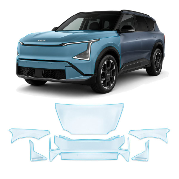 Антигравийная защитная бронепленка по лекалам для Kia EV5 I 2024- передняя часть авто (капот бампер фары крылья)