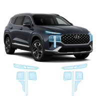 Антигравийная защитная бронепленка по лекалам для Hyundai Santa Fe TM facelift 2021-2023 - оптика (фары и ПТФ)