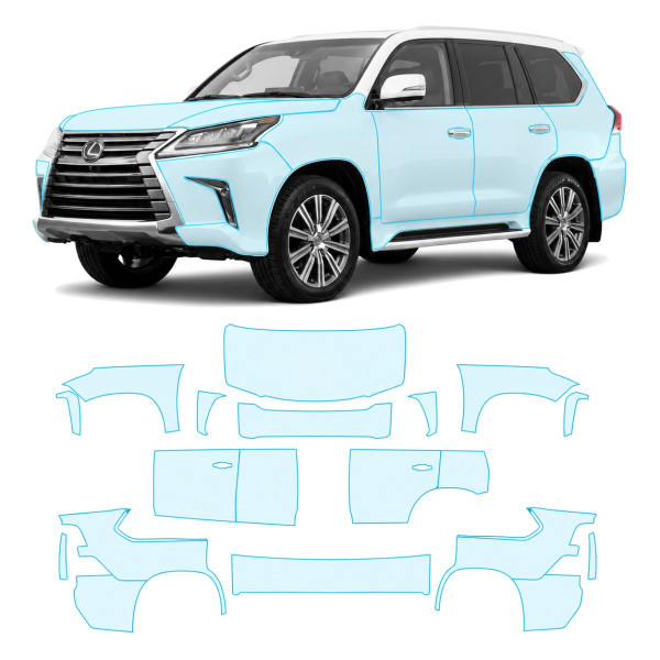 Антигравийная защитная бронепленка по лекалам для Lexus LX J200 facelift 2 2016-2021 - полный кузов