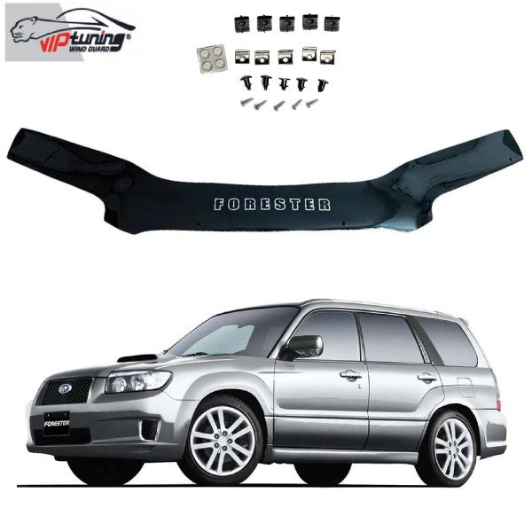 Дефлектор капота мухобойка для Subaru Forester 2005-2008 Евро Крепление (Vip Tuning) SB08