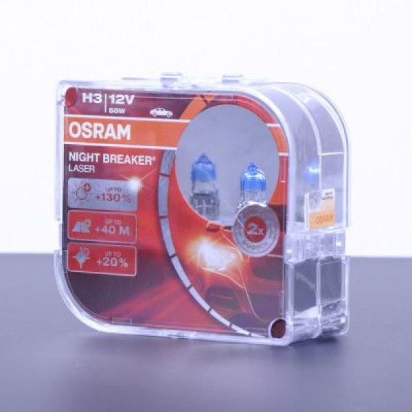 Автолампа галогенна Osram Night Breaker Laser +130% 12V H3 55W 2 шт (64151 NBL +130)