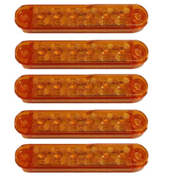 Габарит LED прямоугольный 100х20 мм 12/24V 6 диодов Оранжевый 5 шт (MRT 53 К 180)