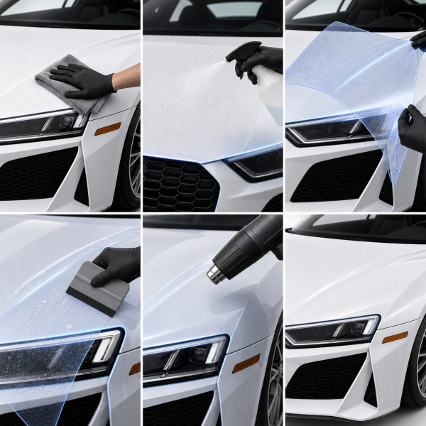 Антигравійна захисна бронеплівка за лекалами для Audi R8 4S 2015-2024 - зони дверей і стійки вікон