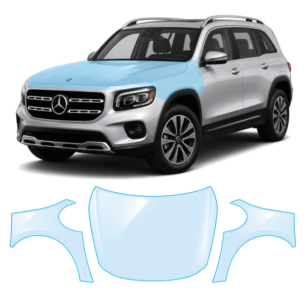 Антигравійна захисна бронеплівка за лекалами для Mercedes-Benz GLB X247 2019-2023 - капот і передні крила
