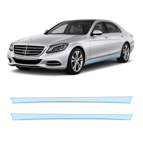 Антигравийная защитная бронепленка по лекалам для Mercedes-Benz S-Class W222 2013-2017 - нижняя зона кузова пороги