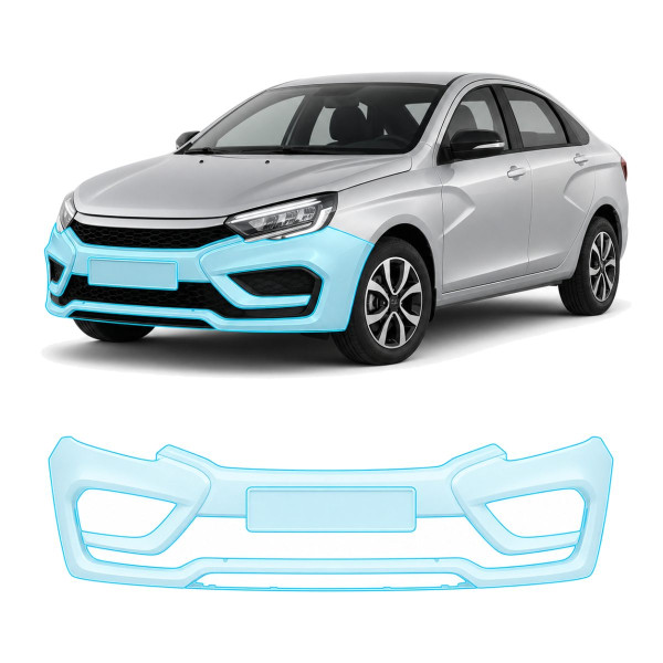 Антигравійна захисна бронеплівка за лекалами для LADA Vesta NG facelift 2022- передній бампер