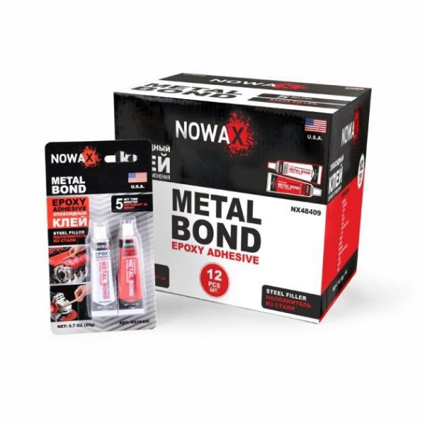 Епоксидний клей NOWAX для Металу STEEL EPOXY ADHESIVE Сірий сталевий 20г (NX48409)