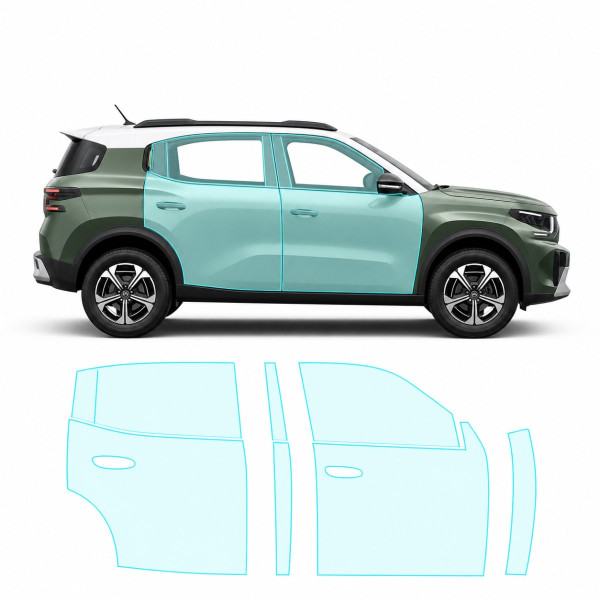 Антигравійна захисна бронеплівка за лекалами для Citroen C3 Aircross II 2024- зони дверей і стійки вікон