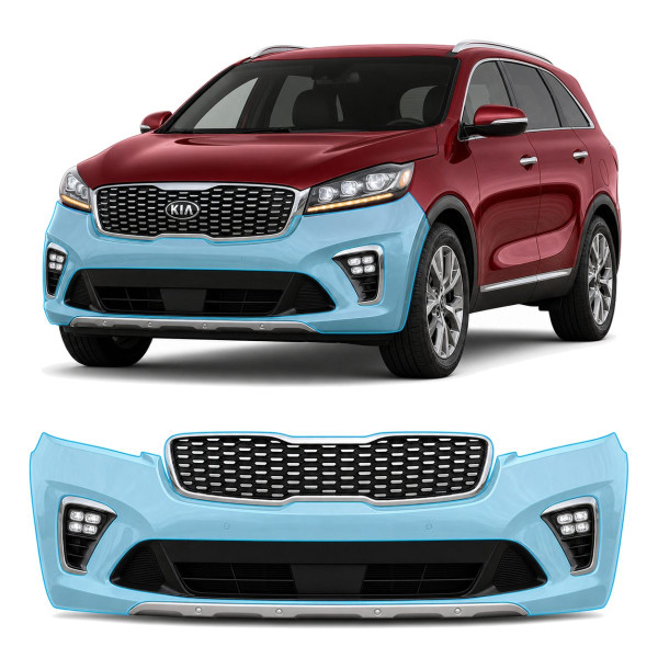 Антигравийная защитная бронепленка по лекалам для Kia Sorento UM facelift 2018-2020 - передний бампер