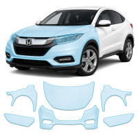 Антигравийная защитная бронепленка по лекалам для Honda HR-V (US/глобальний) II facelift 2019-2021 - передняя часть авто (капот бампер фары крылья)