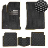 Килимки у салон EVA для Toyota Avensis (T25) 2003-2009 з підп'ятником Чорні-Коричневий кант 5 шт