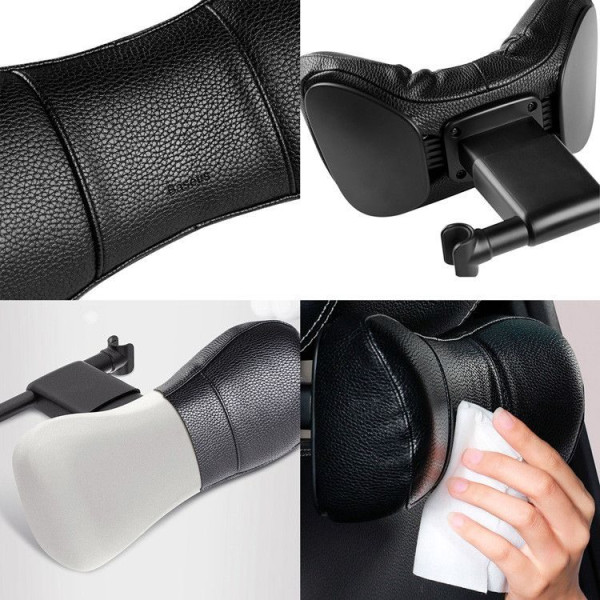 Подушка на підголовник Baseus First Class Car Headrest / Пінополіуретан екокожа / Чорна 1 шт (CRTZ01-01)