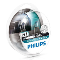 Автолампа галогенна Philips X-treme Vision +100% H1 12V 55W 3500K 2 шт (12258XVS2)