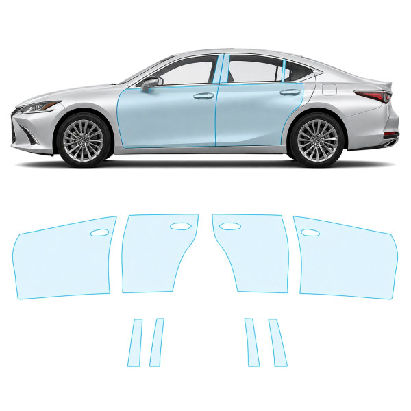 Антигравийная защитная бронепленка по лекалам для Lexus ES XV70 2018- зоны дверей и стойки окон