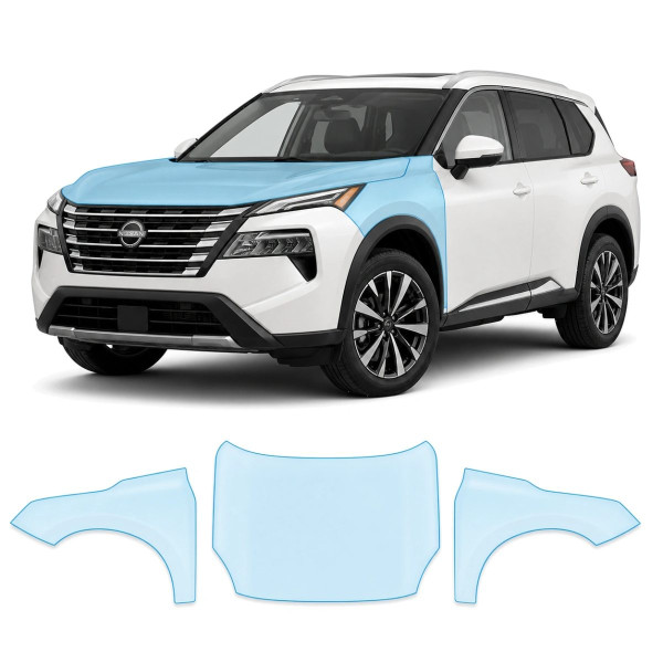 Антигравійна захисна бронеплівка за лекалами для Nissan Rogue / X-Trail T33 facelift 2024- капот і передні крила