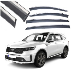 Дефлекторы окон ветровики Benke для Kia Sorento 2020- Хром Молдинг Из Нержавеющей Стали 3D