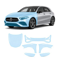 Антигравійна захисна бронеплівка за лекалами для Mercedes-Benz A-Class W177 facelift 2022- передня частина авто (капот бампер крила))