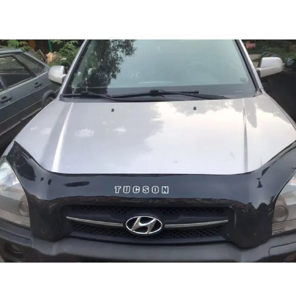 Дефлектор капота мухобойка для Hyundai Tucson (JM) 2004-2010 Євро Кріплення (Vip Tuning)