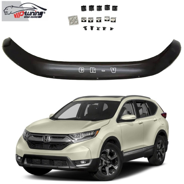 Дефлектор капоту мухобійка Honda CR-V c 2017- Євро Кріплення (Vip Tuning) HD30