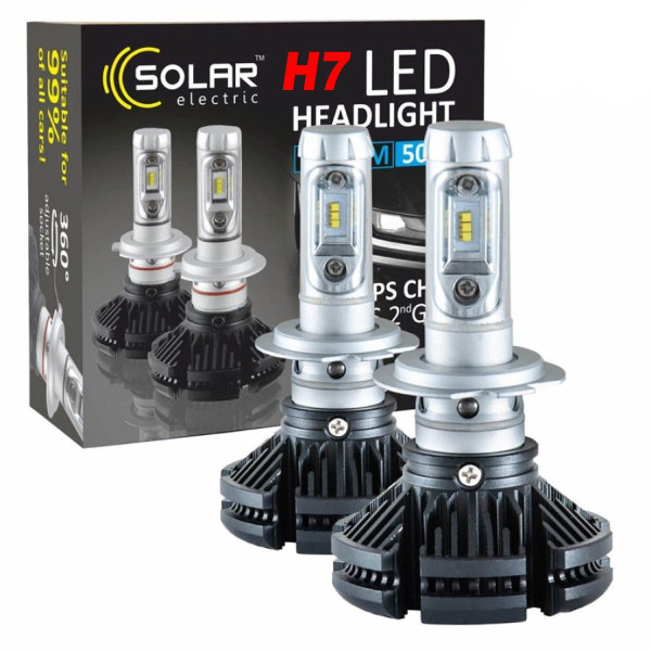LED лампы автомобильные Solar H7 12/24V 50W 6000K IP67 6000Lm радиатор 2 шт (8807)
