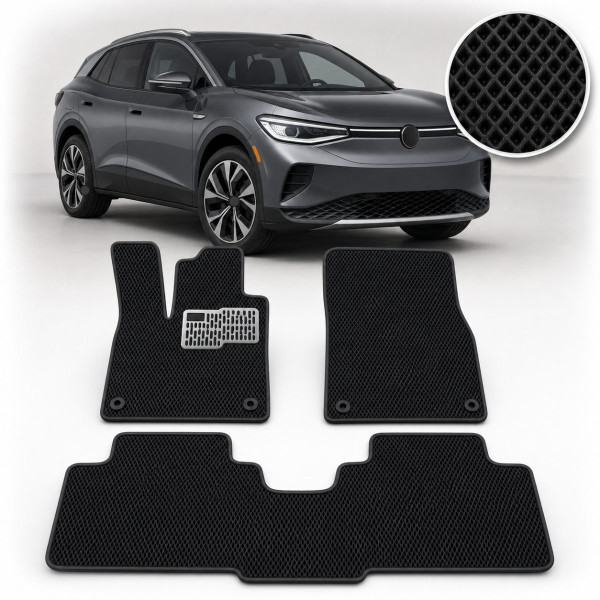 Коврики в салон EVA для Volkswagen ID.4 2020- (Металлический подпятник) Черные 3 шт