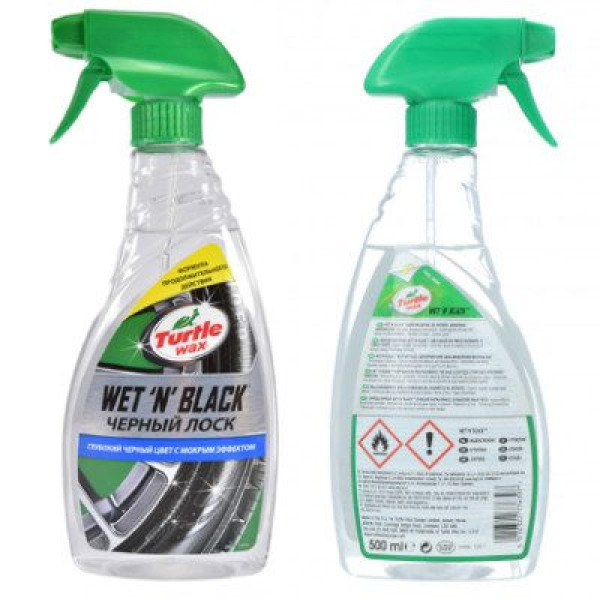 Гель для полірування та догляду за шинами Turtle Wax Wet N Black чорний лоск для шин 500 мл (53943)