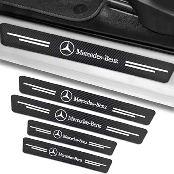 Защитная пленка накладка на пороги для Mercedes-Benz Черный Карбон 4 шт