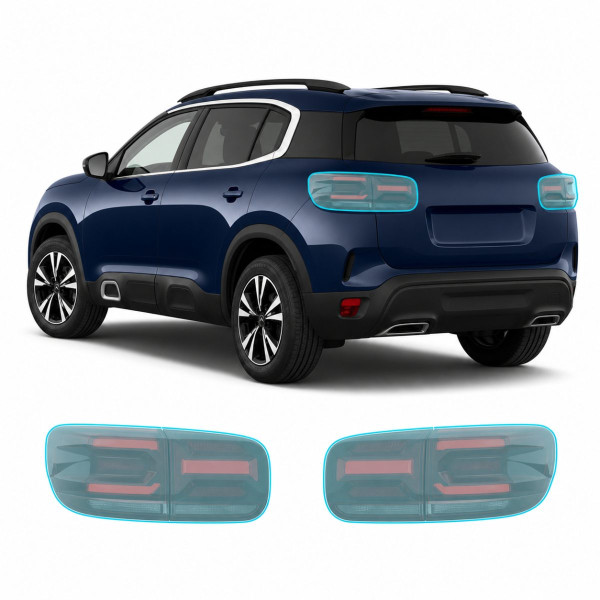 Антигравийная защитная бронепленка по лекалам для Citroen C5 Aircross I facelift 2022-2024 - задние фонари стопы