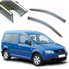 Дефлектори вікон вітровики Benke для Volkswagen Caddy 2003-2015 Хром Молдинг З Нержавіючої Сталі 3D (BVWCD1523-W/S)