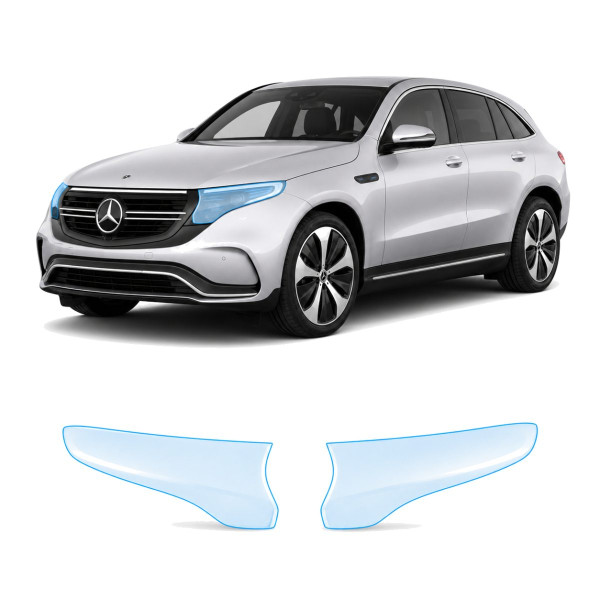 Антигравийная защитная бронепленка по лекалам для Mercedes-Benz EQC N293 2019-2023 - оптика (фары и ПТФ)