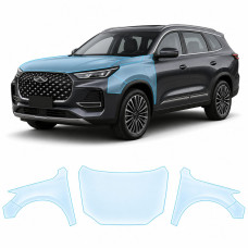 Антигравийная защитная бронепленка по лекалам для Chery Tiggo 8 Pro Max (PHEV) I 2024- капот и передние крылья