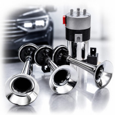 Сигнал автомобильный воздушный Elegant 12V три дудки Хром (EL 100 747/1015С)