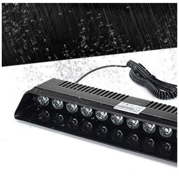 Страбоскоп Светодиодный 12V DRL 330x100 мм 12LED (B-R) прикуривание выключатель на присосках (KING S12)
