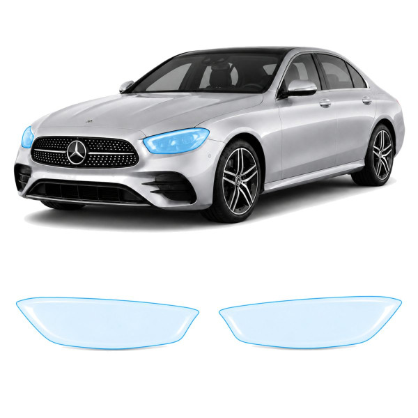 Антигравийная защитная бронепленка по лекалам для Mercedes-Benz E-Class W213 facelift 2020-2023 - оптика (фары и ПТФ)