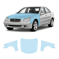 Антигравійна захисна бронеплівка за лекалами для Mercedes-Benz C-Class W203 2000-2004 - капот і передні крила