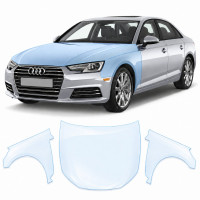Антигравийная защитная бронепленка по лекалам для Audi A4 B9 2015-2019 - капот и передние крылья