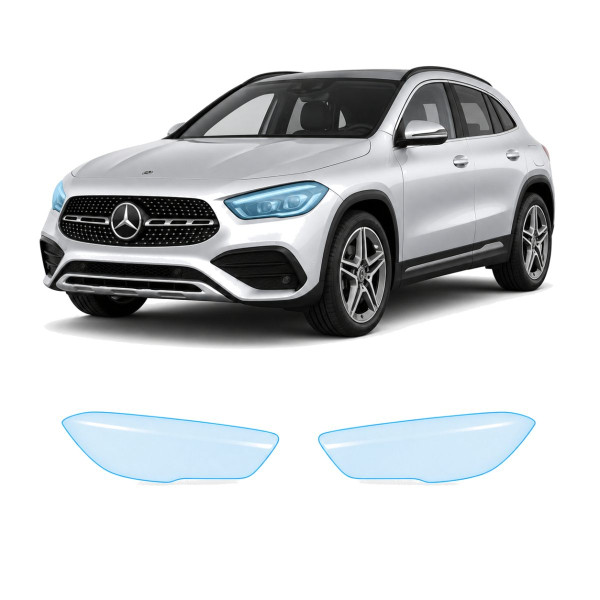 Антигравийная защитная бронепленка по лекалам для Mercedes-Benz GLA H247 2020-2023 - оптика (фары и ПТФ)