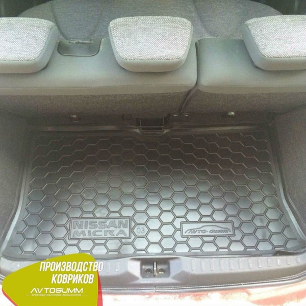 Автомобильный коврик в багажник Nissan Micra K12 2002- Резино - пластик